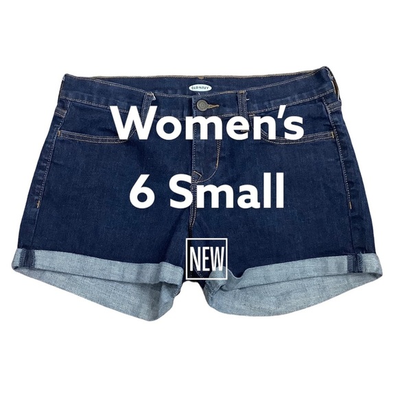 Women's Old Navy 6 S Small Shorts Jeans Denim Navy Blue Rolled Hem Stretch NWOT - Picture 2 of 8